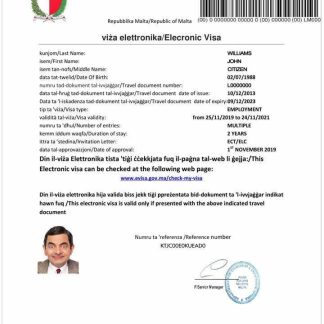 MALTA e visa download template file