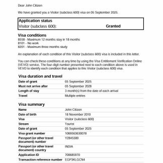 Australia e visa template in Word and PDF formats, version 2 download template file