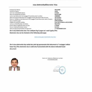 Malta e visa in Word and PDF template download template file