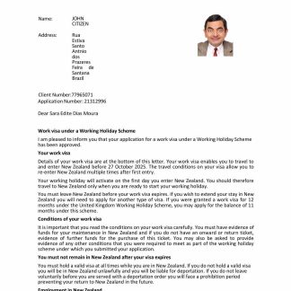 New Zealand e visa template in Word and PDF formats download template file