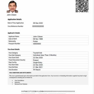PAKISTAN e visa download template file
