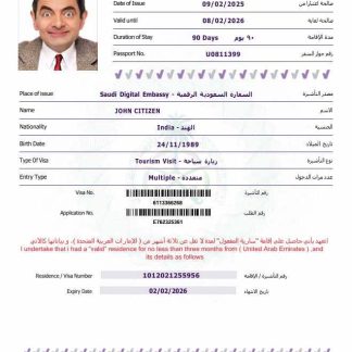 Saudi Arabia e visa template in Word and PDF formats, version 2 download template file