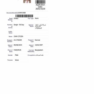 Saudi Arabia e visa template in Word and PDF formats, version 5 download template file