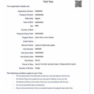 BAHRAIN e visa download template file