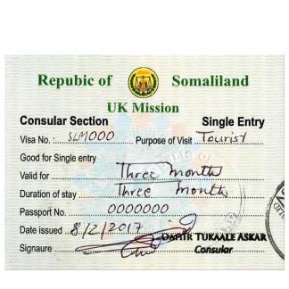 SOMALILAND tourist visa download template file