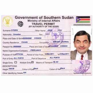 SOUTH SUDAN travel permit download template file
