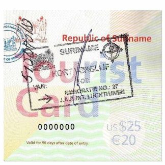 SURINAME tourist card download template file