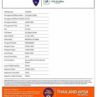 THAILAND e visa download template file