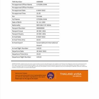 Thailand e visa in Word and PDF template download template file