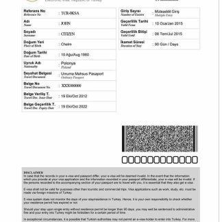 TURKEY e visa download template file