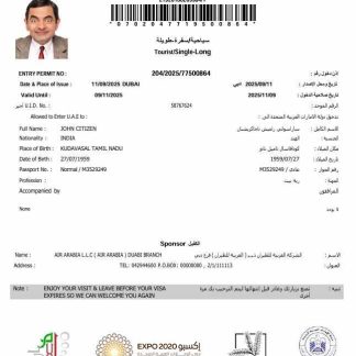 UAE e visa template in Word and PDF formats, version 4 download template file