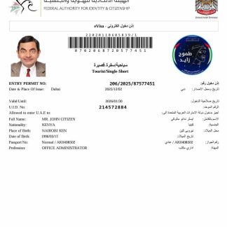 UAE e visa template in Word and PDF formats, version 6 download template file