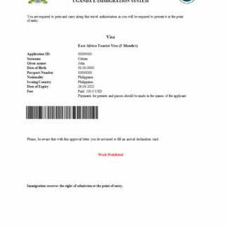Uganda e visa in Word and PDF template download template file