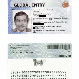 USA Global entry card download template file