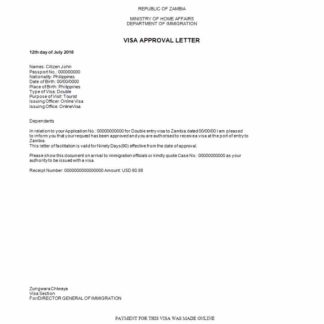 ZAMBIA ZIMBABWE travel visa download template file