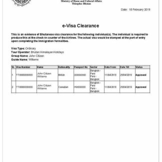 BHUTAN e visa download template file