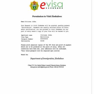 ZIMBABWE e visa download template file