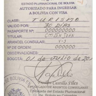 BOLIVIA visa (stamp version) download template file