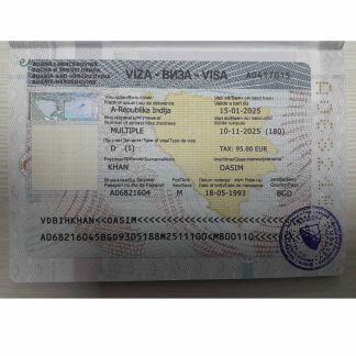 Bosnia and Herzegovina travel visa with passport page download template file