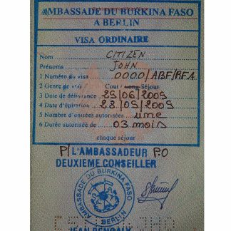 BURKINA FASO stamp visa download template file