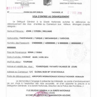 CAMEROON e visa download template file