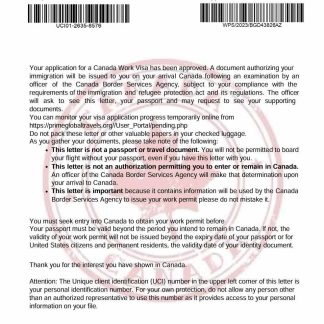 Canada visa approval letter template in Word and PDF formats download template file