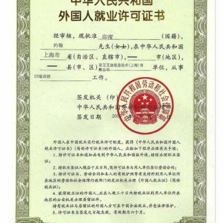 CHINA employment permit (work visa) download template file