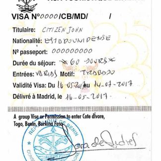 COTE D'IVOIRE, TOGO, BENIN, BURKINA FASO tourist visa download template file