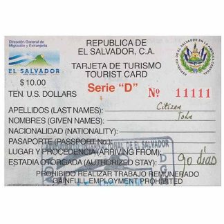 EL SALVADOR tourist card download template file