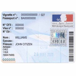 FRANCE residency visa stamp download template file